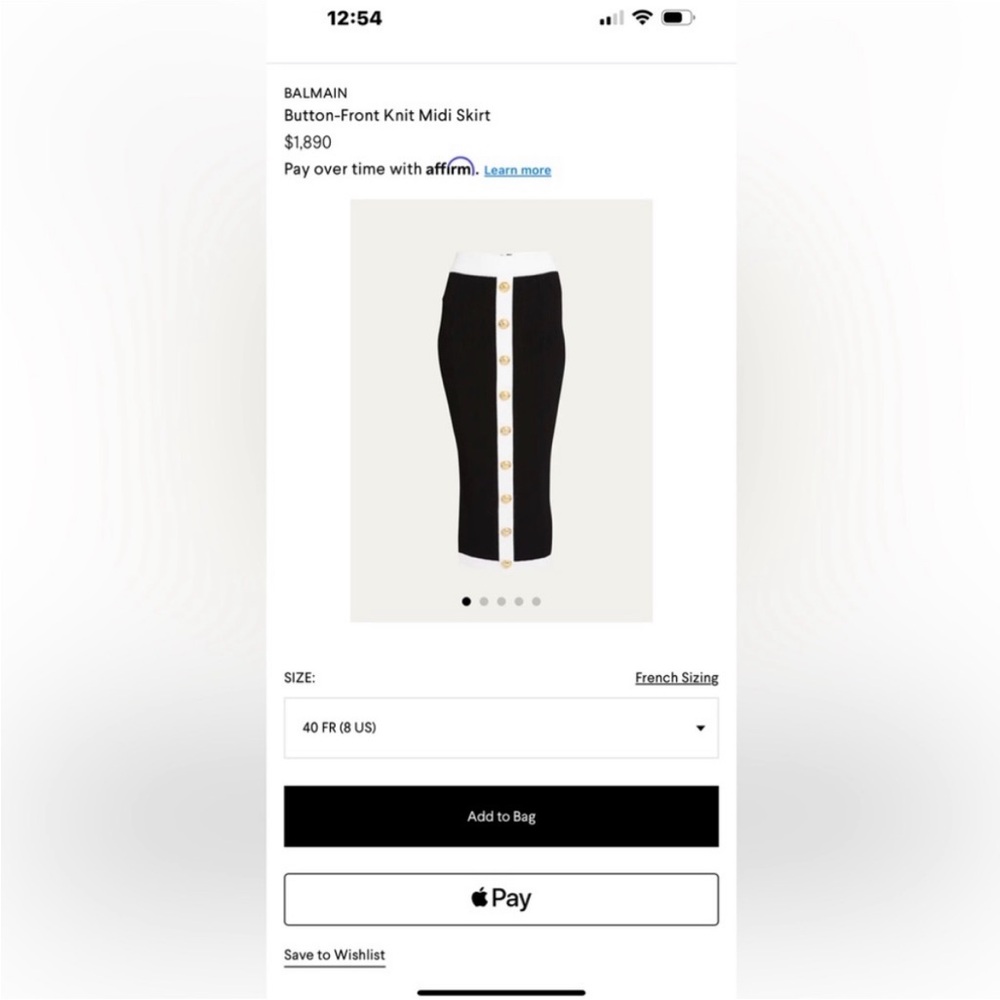 Balmain Monochrome Button-Front Knit Skirt